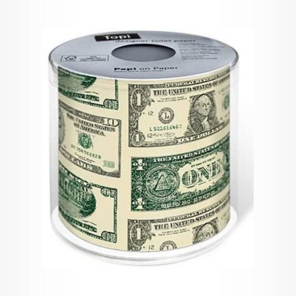 Rolo de papel higiênico dolar
